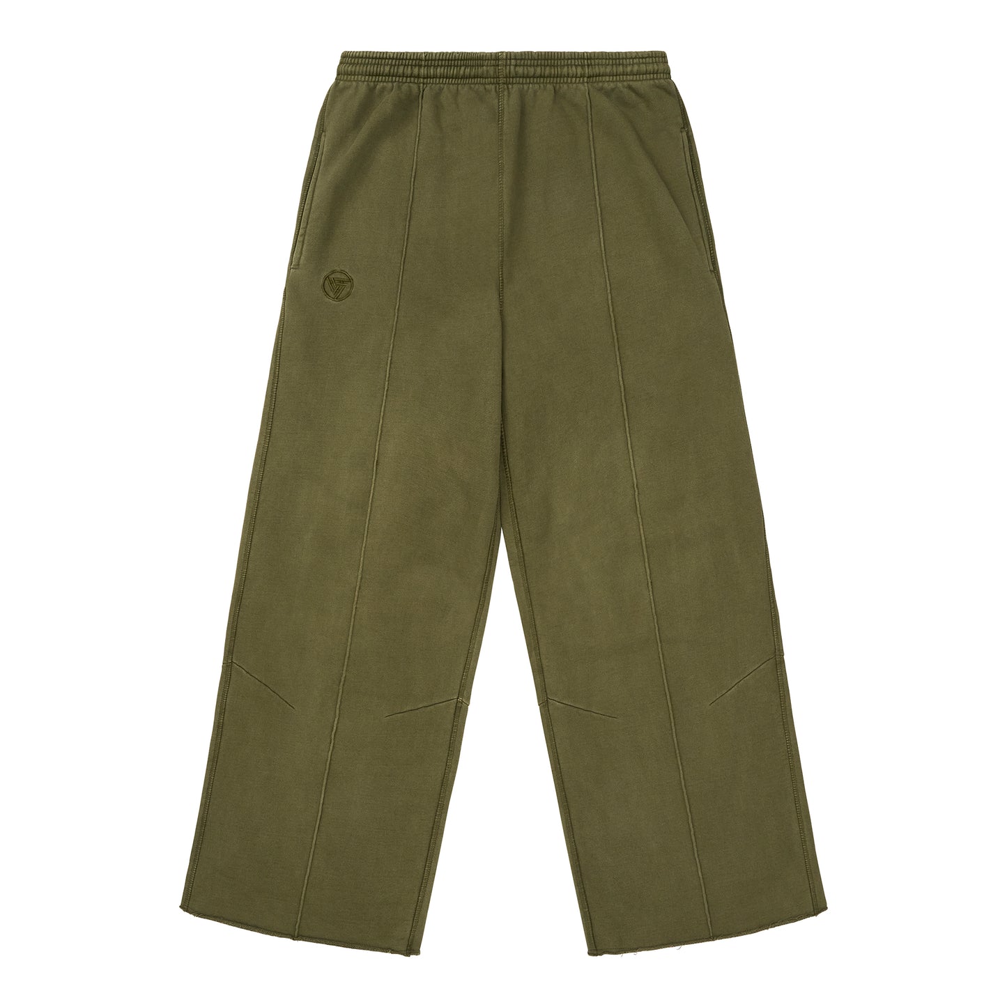 HYPLAND HEAVY WEIGHT PLEATED LOGO SWEAT PANTS (OLIVE)