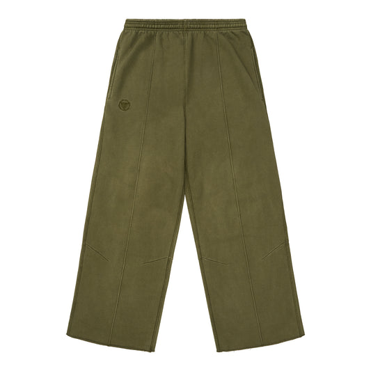 HYPLAND HEAVY WEIGHT PLEATED LOGO SWEAT PANTS (OLIVE)