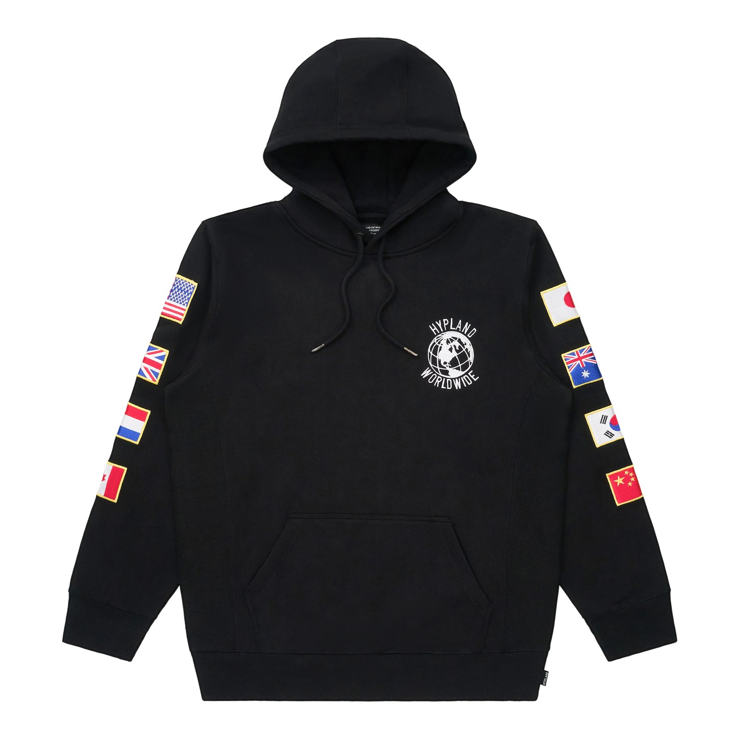 HYPLAND WORLDWIDE FLAG HOODIE (BLACK)