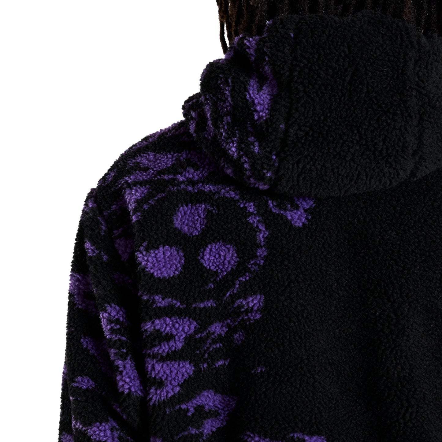 SHIPPUDEN CURSE MARK SHERPA HALF ZIP JACKET (BLACK W/PURPLE)