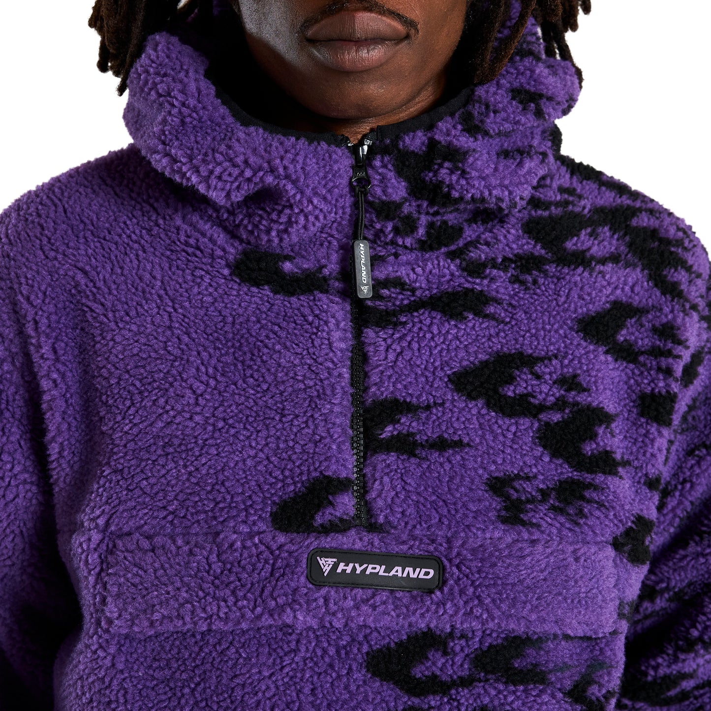 SHIPPUDEN CURSE MARK SHERPA HALF ZIP JACKET (PURPLE)