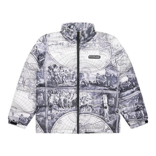 HYPLAND H+ OLD ENGLISH PUFFER JACKET (WHITE)