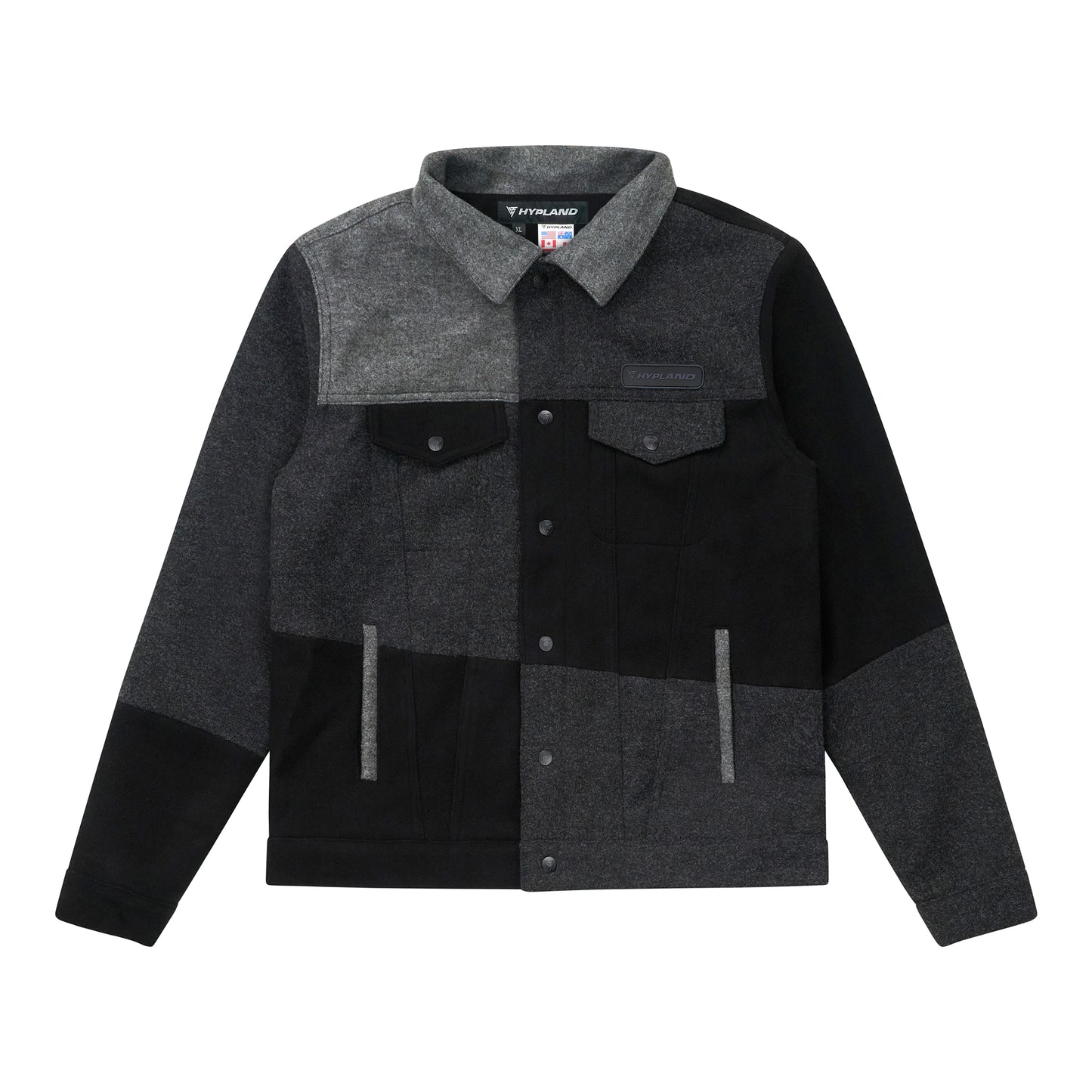 HYPLAND WOOL PATCHWORK TRUCKER JACKET (BLACK)