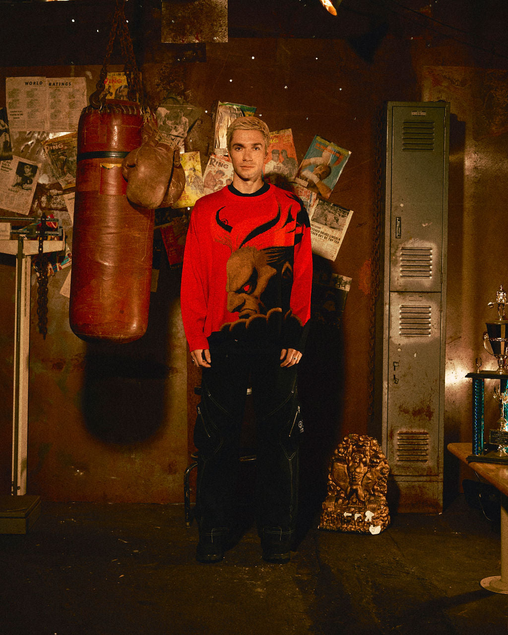STREET FIGHTER AKUMA CROPPED SWEATER (RED)