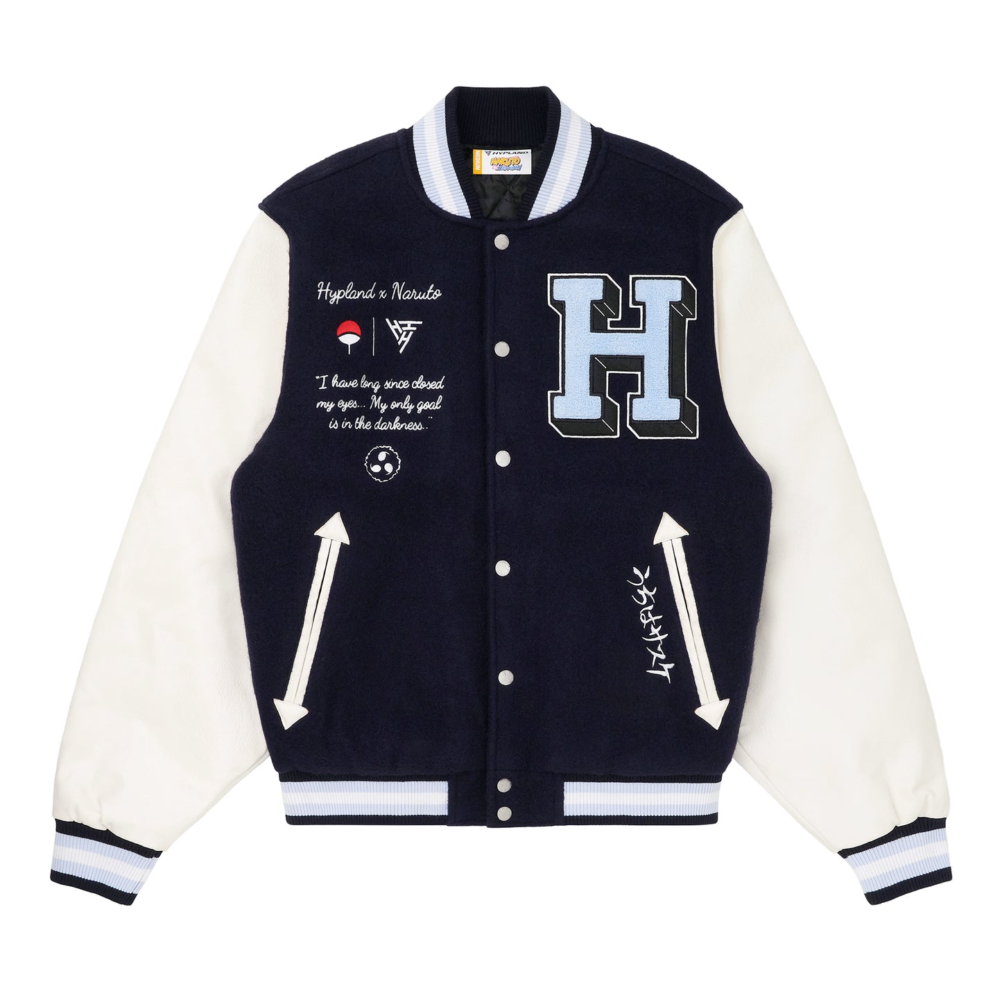 SHIPPUDEN SASUKE VARSITY JACKET (NAVY)