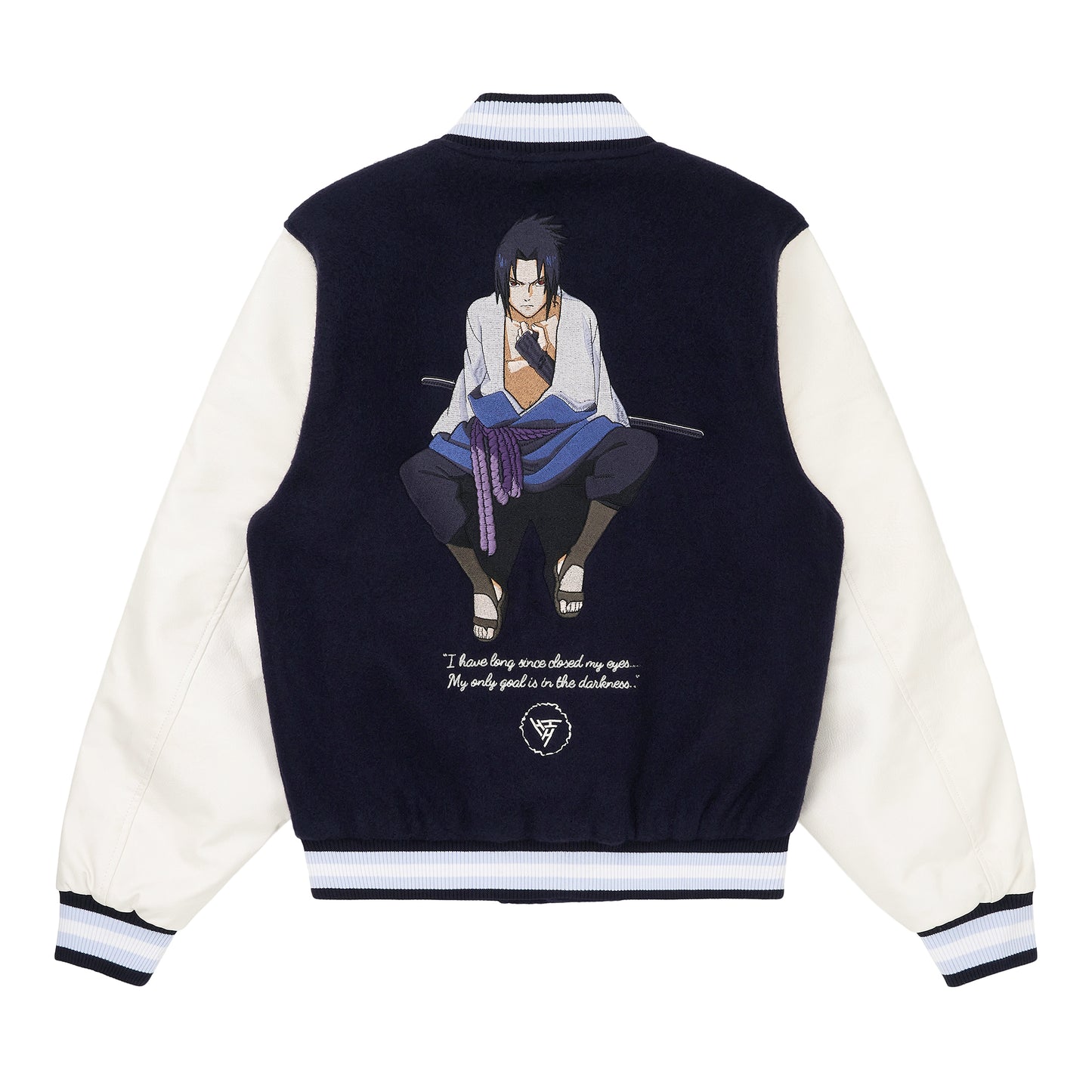 SHIPPUDEN SASUKE VARSITY JACKET (NAVY)