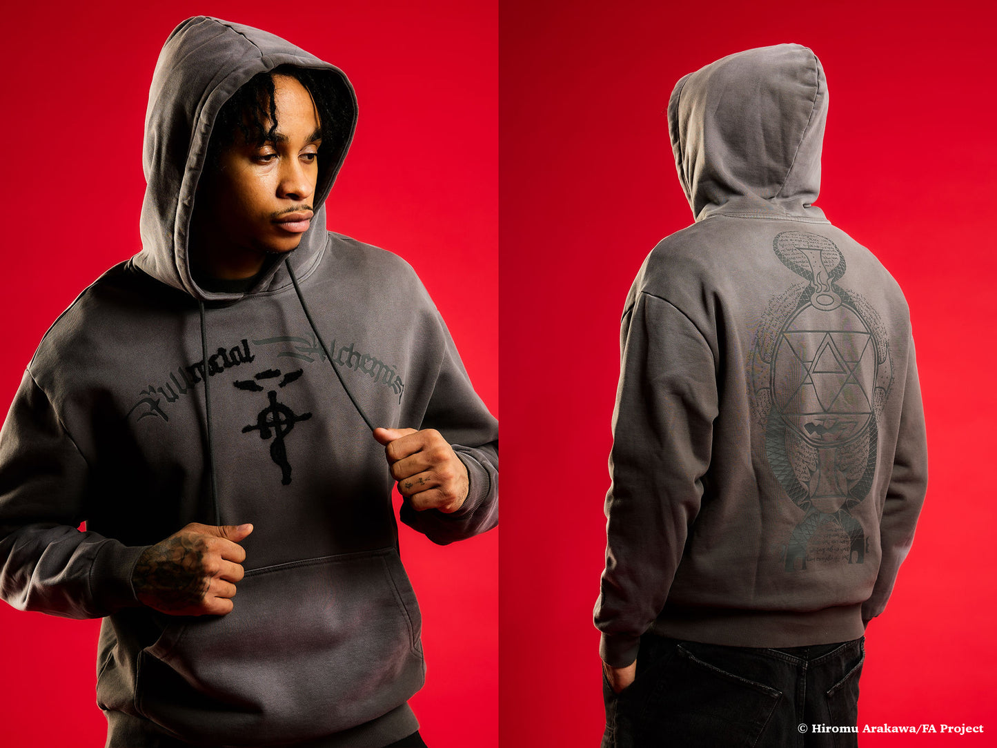 FMAB HAWKEYE TATTOO HOODIE (WASHED GREY) *PRE-ORDER*