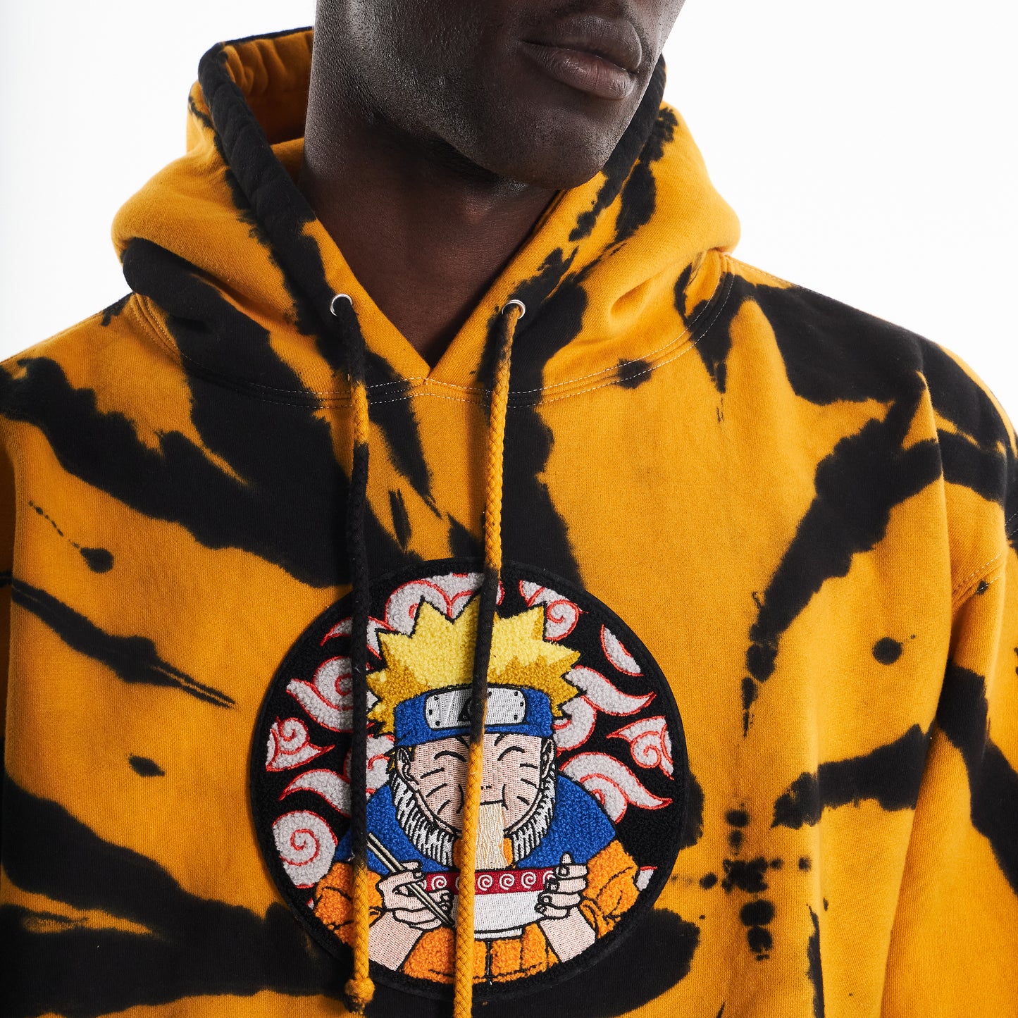 NARUTO RAMEN CHENILLE HOODIE (YELLOW TIE DYE)