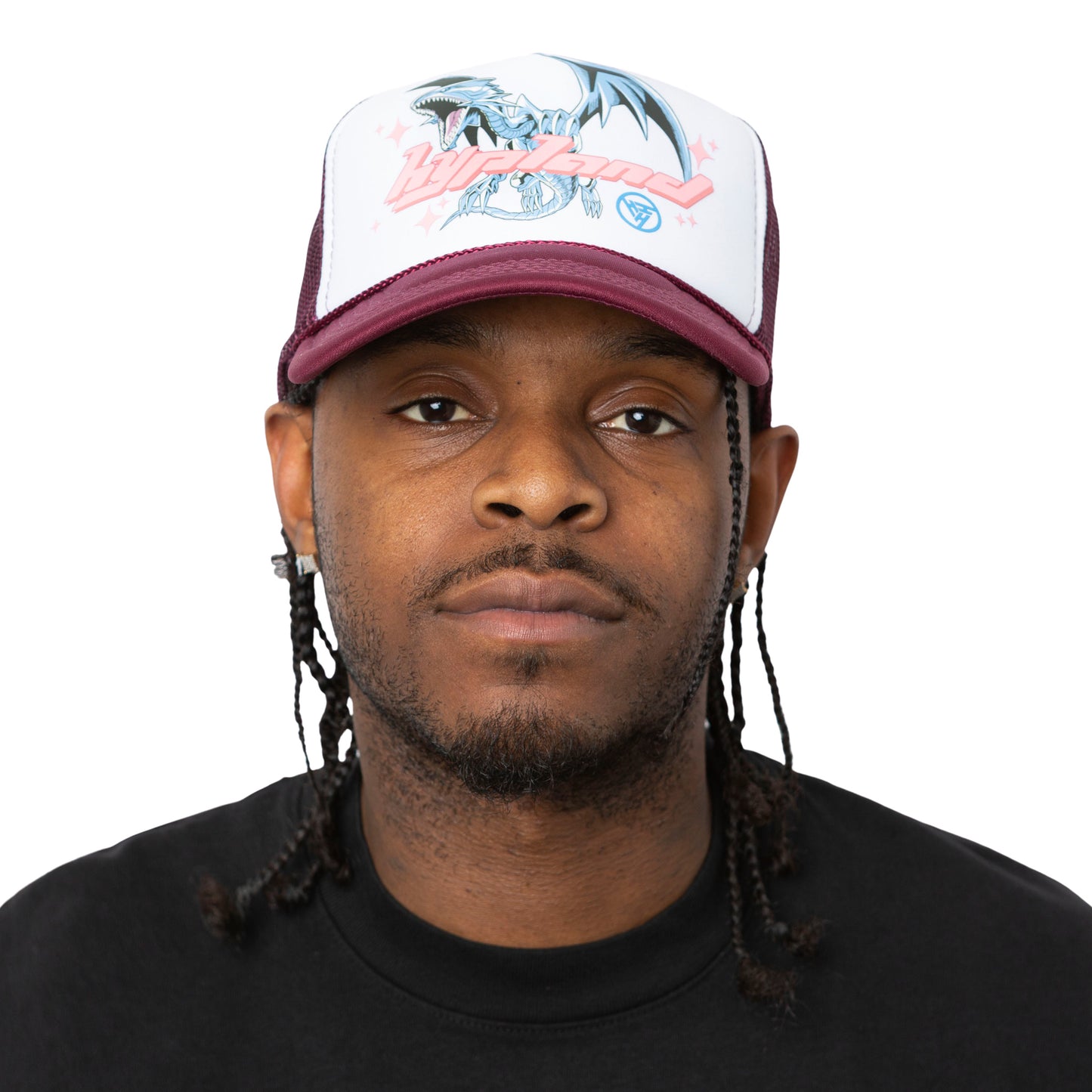 YUGIOH BLUE EYES TRUCKER HAT (MAROON)