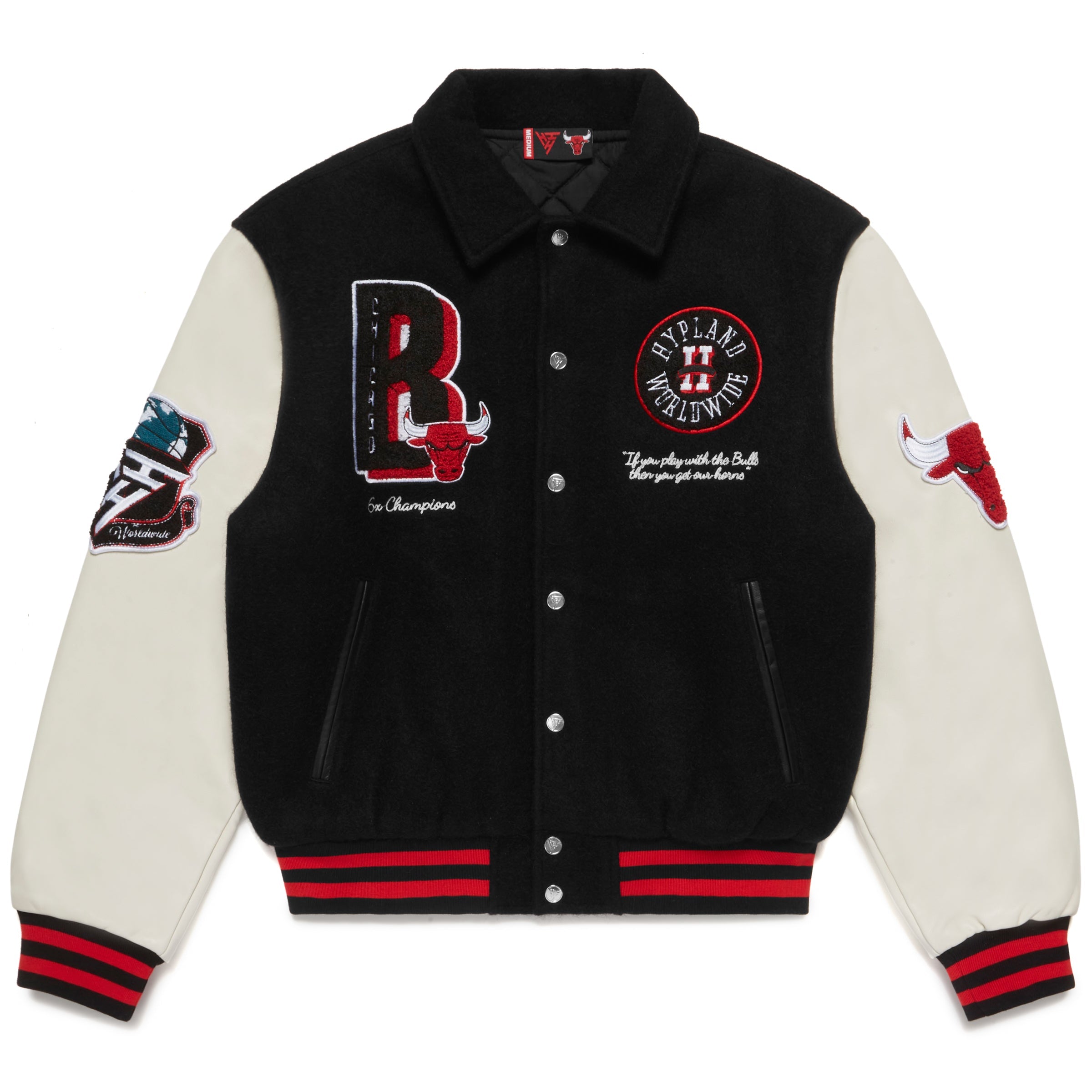 JH Design Men's Chicago Bulls Black Varsity Jacket