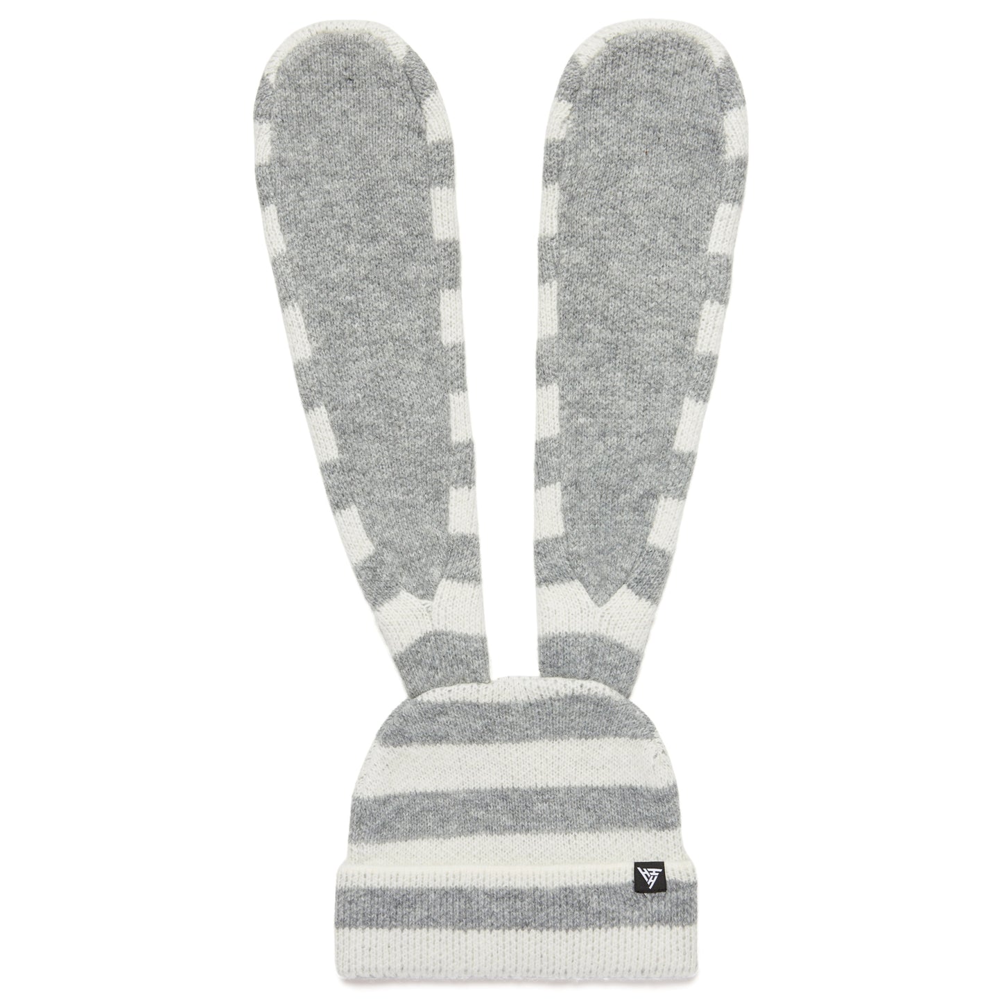 HYPLAND STRIPED BUNNY BEANIE (GREY/WHITE)