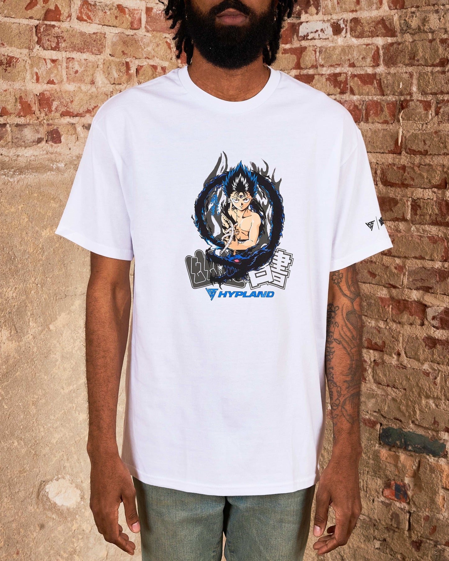 YYH HIEI DARK FLAME SHIRT (WHITE)
