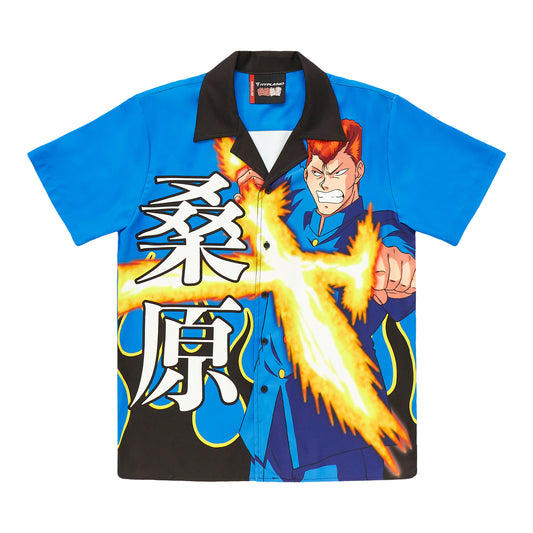 YYH KUWABARA FLAME BUTTON UP SHIRT (BLUE)