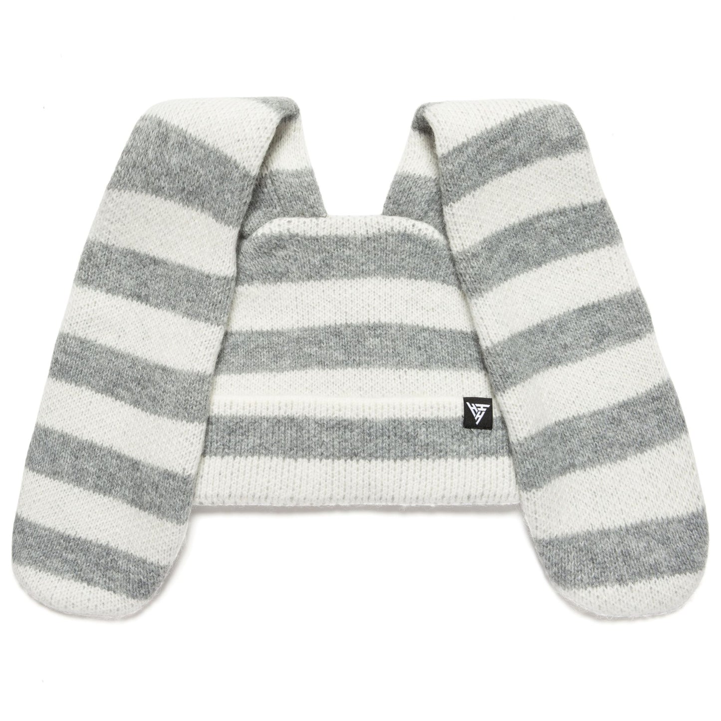 HYPLAND STRIPED BUNNY BEANIE (GREY/WHITE)