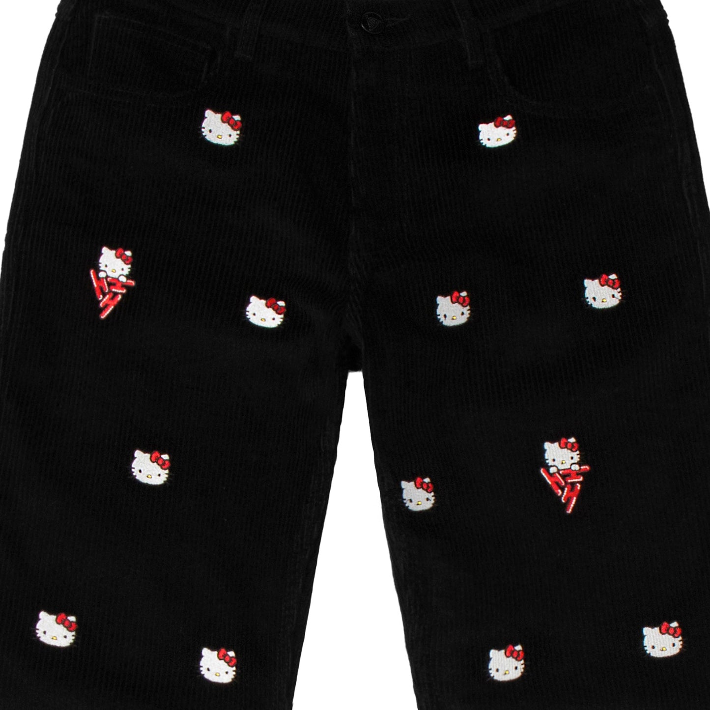 HELLO KITTY EMBROIDERED CORDUROY PANTS (BLACK)