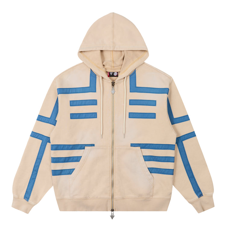 DEMON SLAYER AKAZA ZIP UP HOODIE (CREAM)