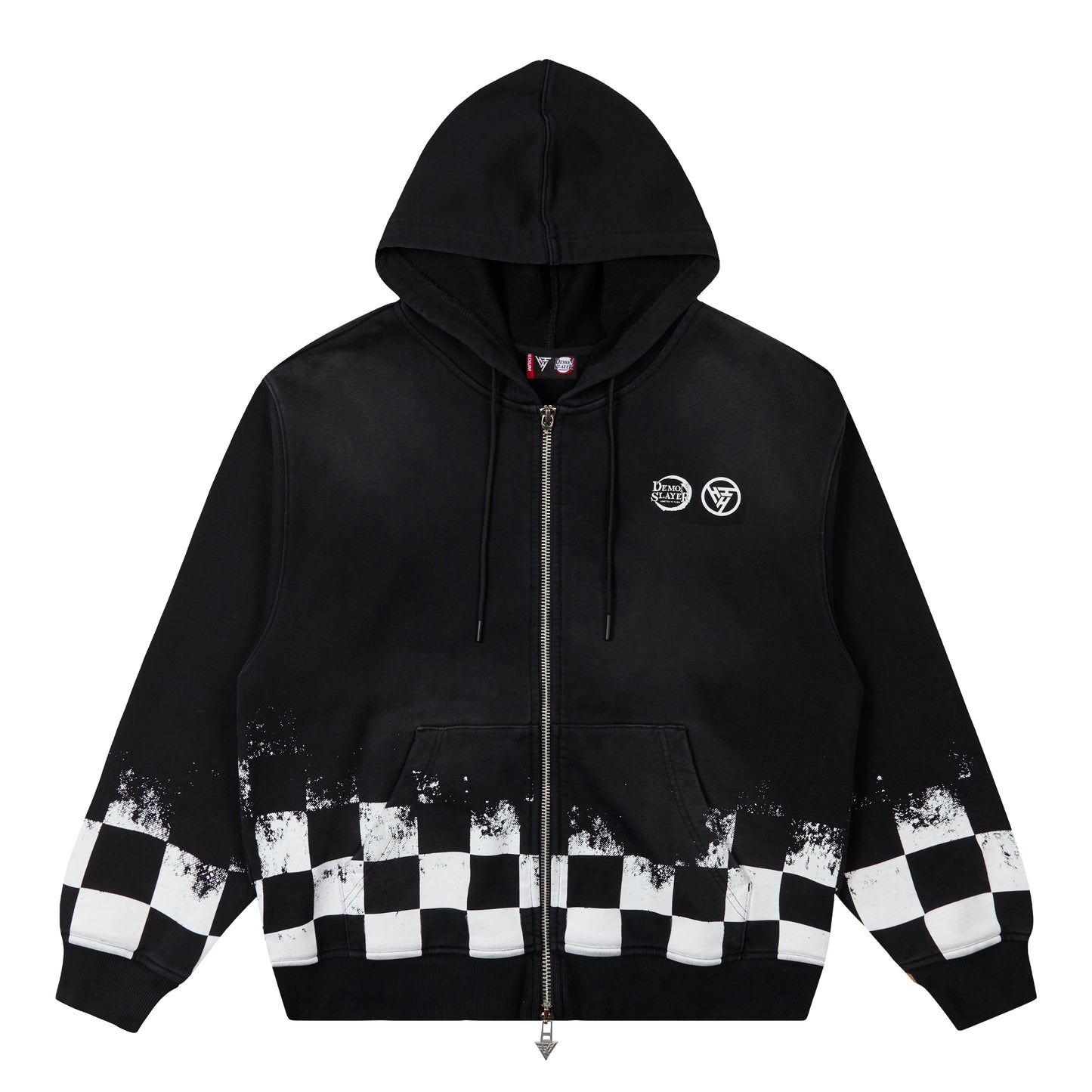 DEMON SLAYER CHECKERED GRADIENT HOODIE (BLACK)