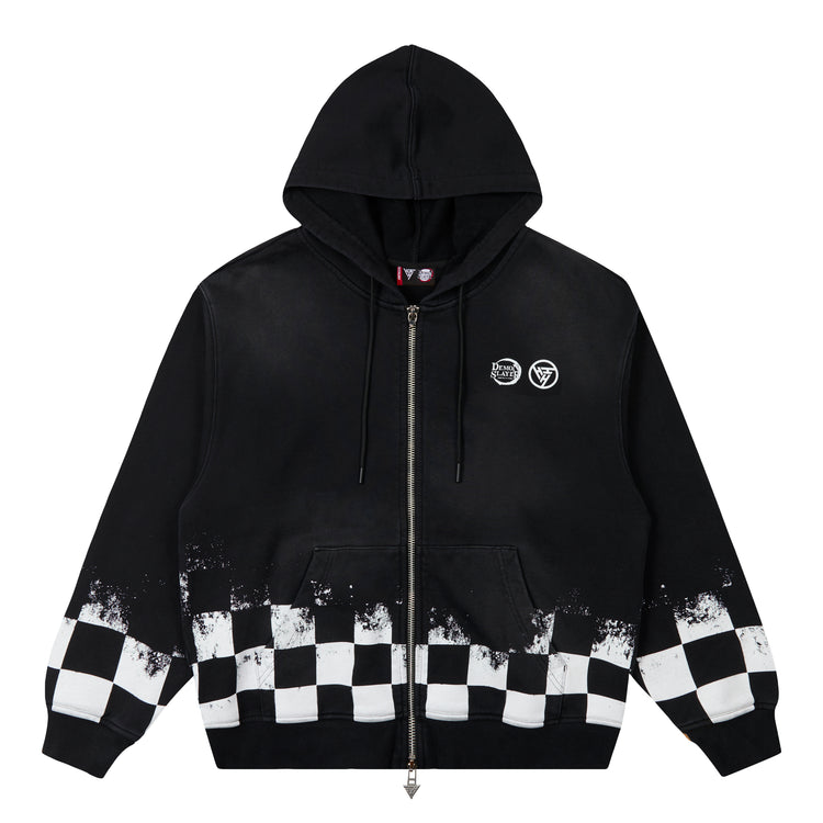DEMON SLAYER CHECKERED GRADIENT HOODIE (BLACK)
