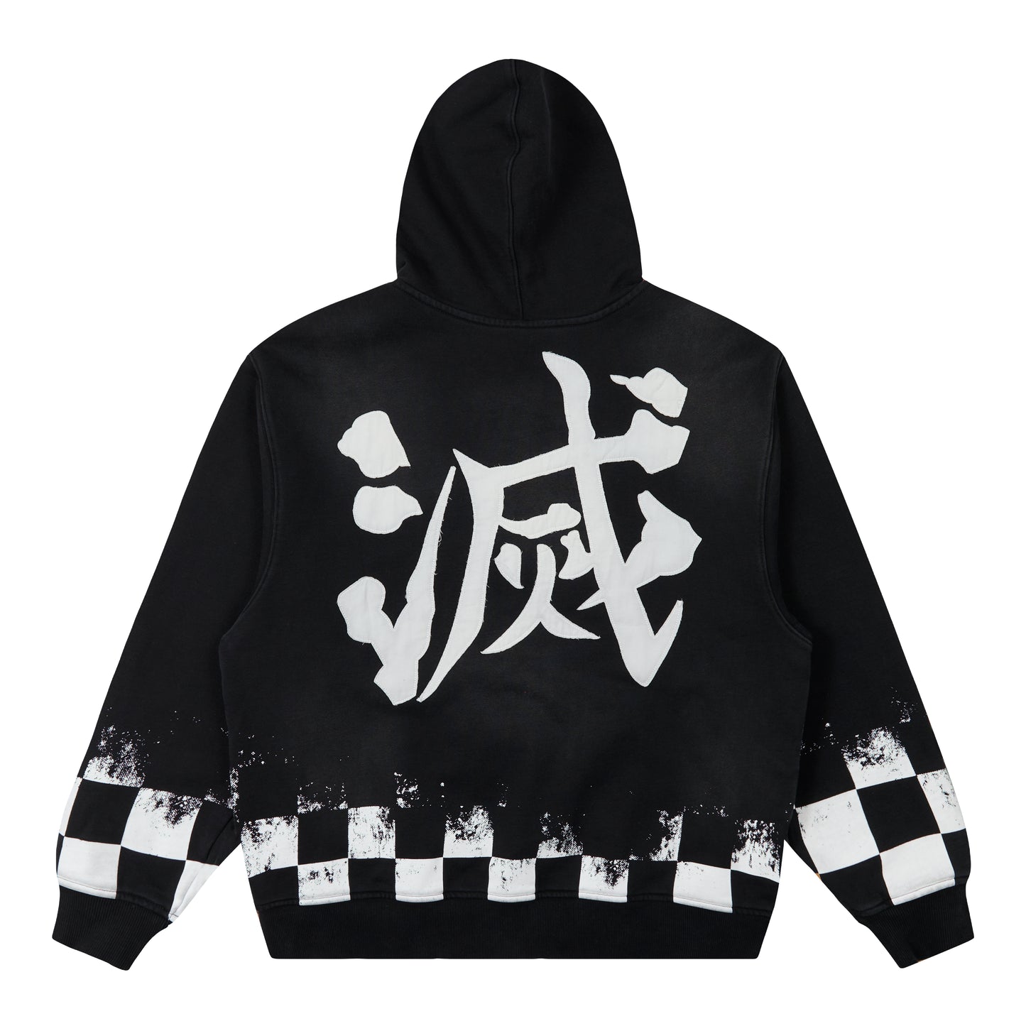 DEMON SLAYER CHECKERED GRADIENT HOODIE (BLACK)