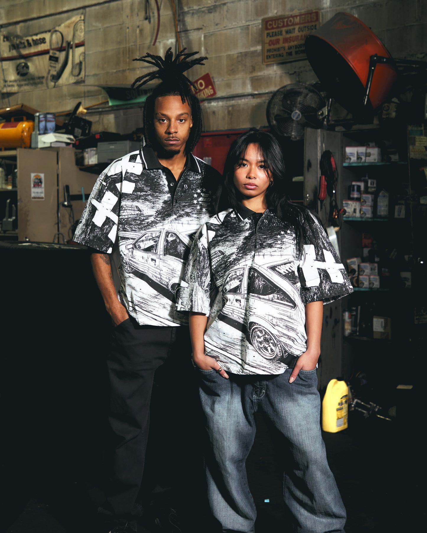 INITIAL D MANGA POLO SHIRT (BLACK)