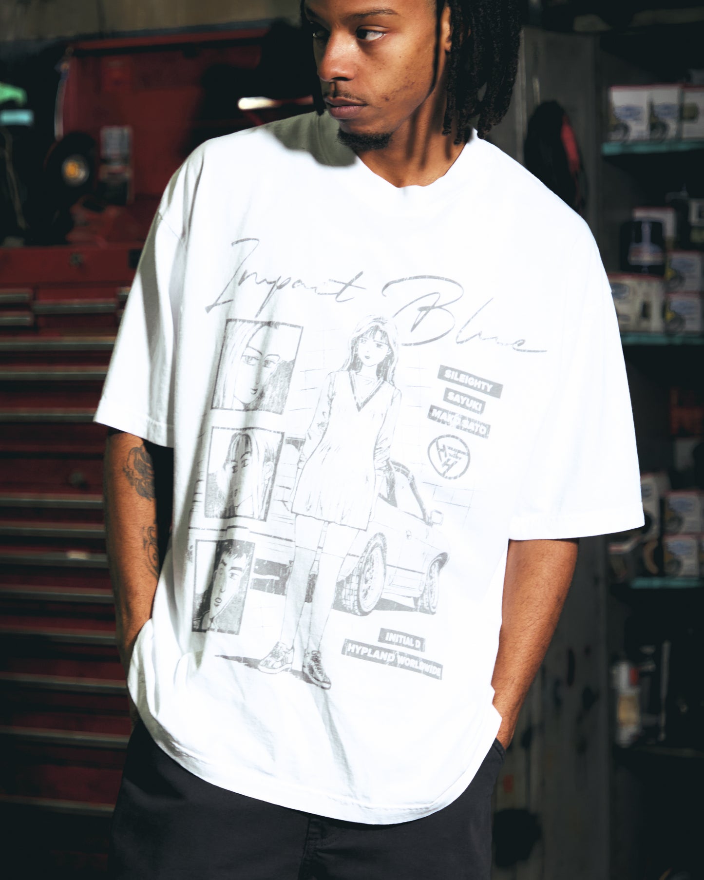 INITIAL D IMPACT BLUE SHIRT (WHITE)