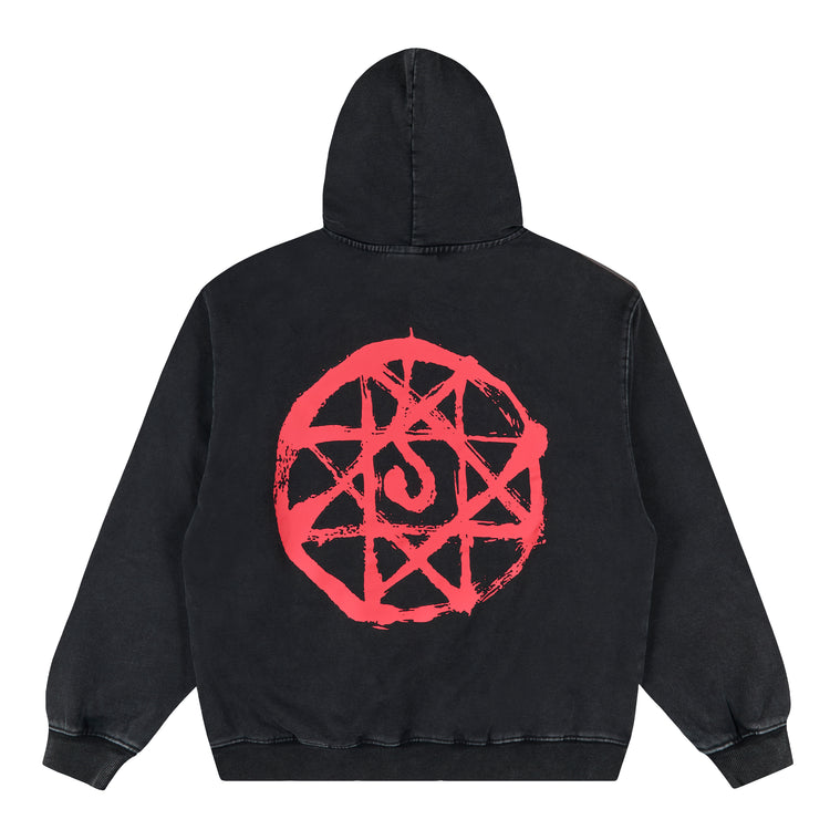 FMAB AL BLOOD SEAL HOODIE (WASHED BLACK)