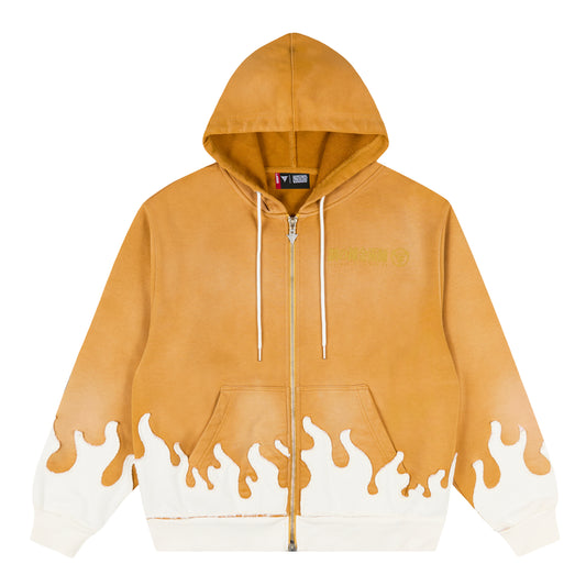 FMAB LING FLAME ZIP UP HOODIE (MUSTARD) *PRE-ORDER*