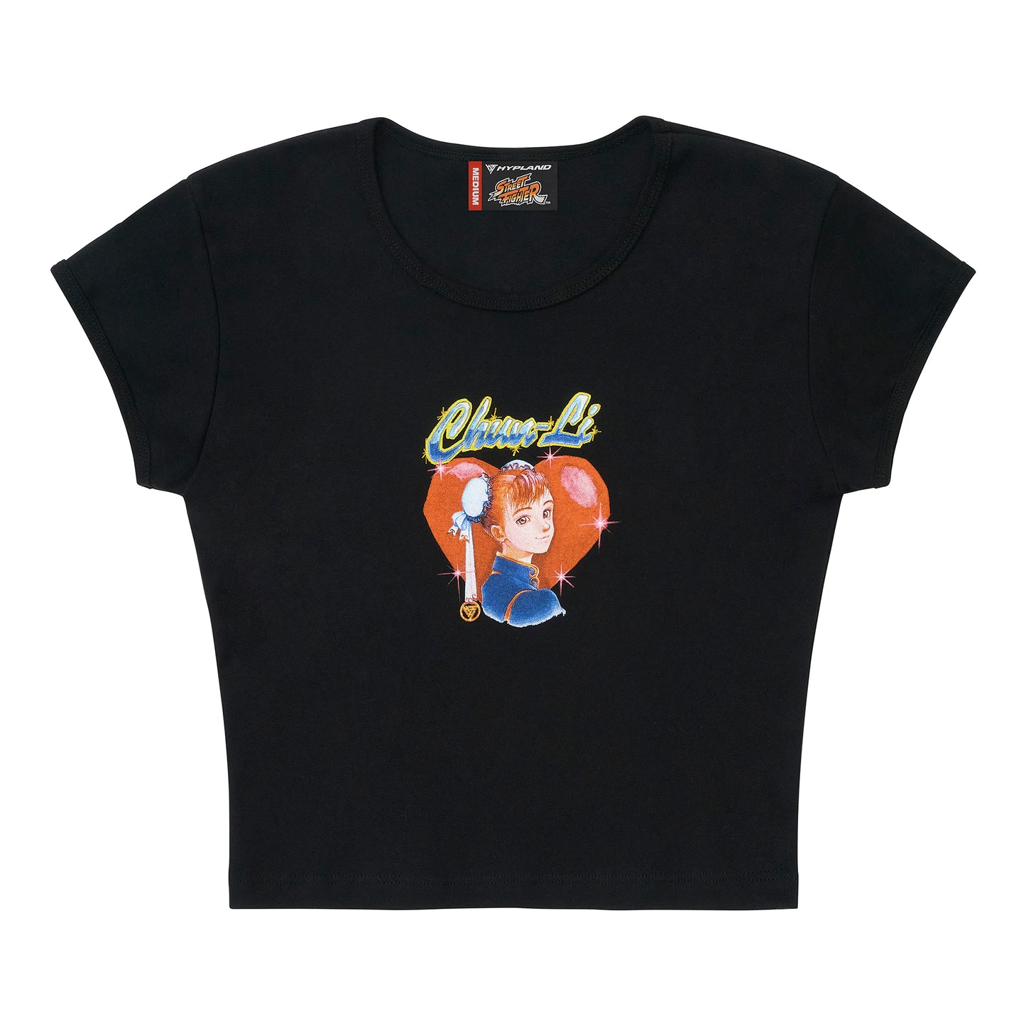 STREET FIGHTER WMNS CHUN LI LOVE LETTER BABY TEE (BLACK)