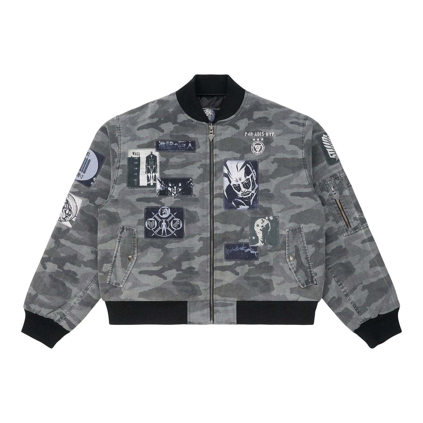 AOT EYE CATCHER BOMBER JACKET (BLACK/CAMO)