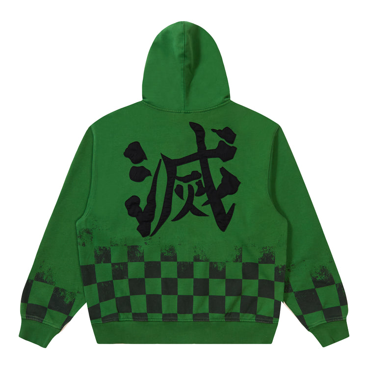 DEMON SLAYER CHECKERED GRADIENT HOODIE (GREEN)