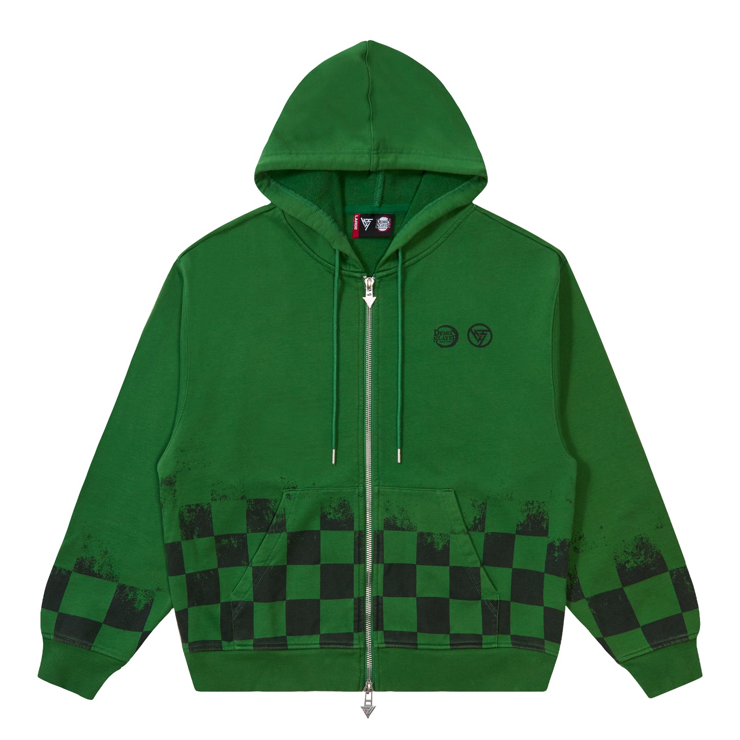 DEMON SLAYER CHECKERED GRADIENT HOODIE (GREEN)