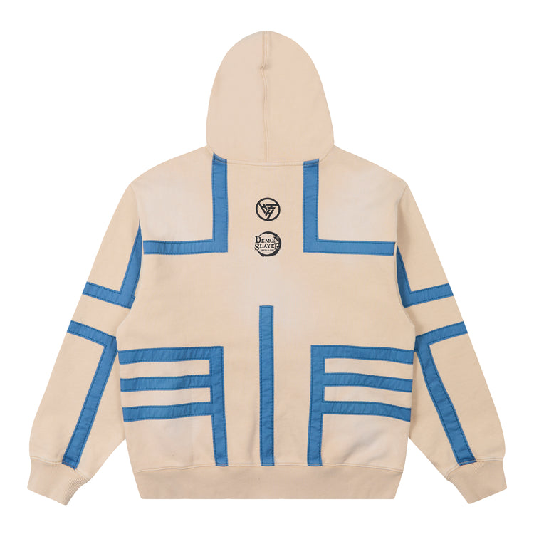 DEMON SLAYER AKAZA ZIP UP HOODIE (CREAM)