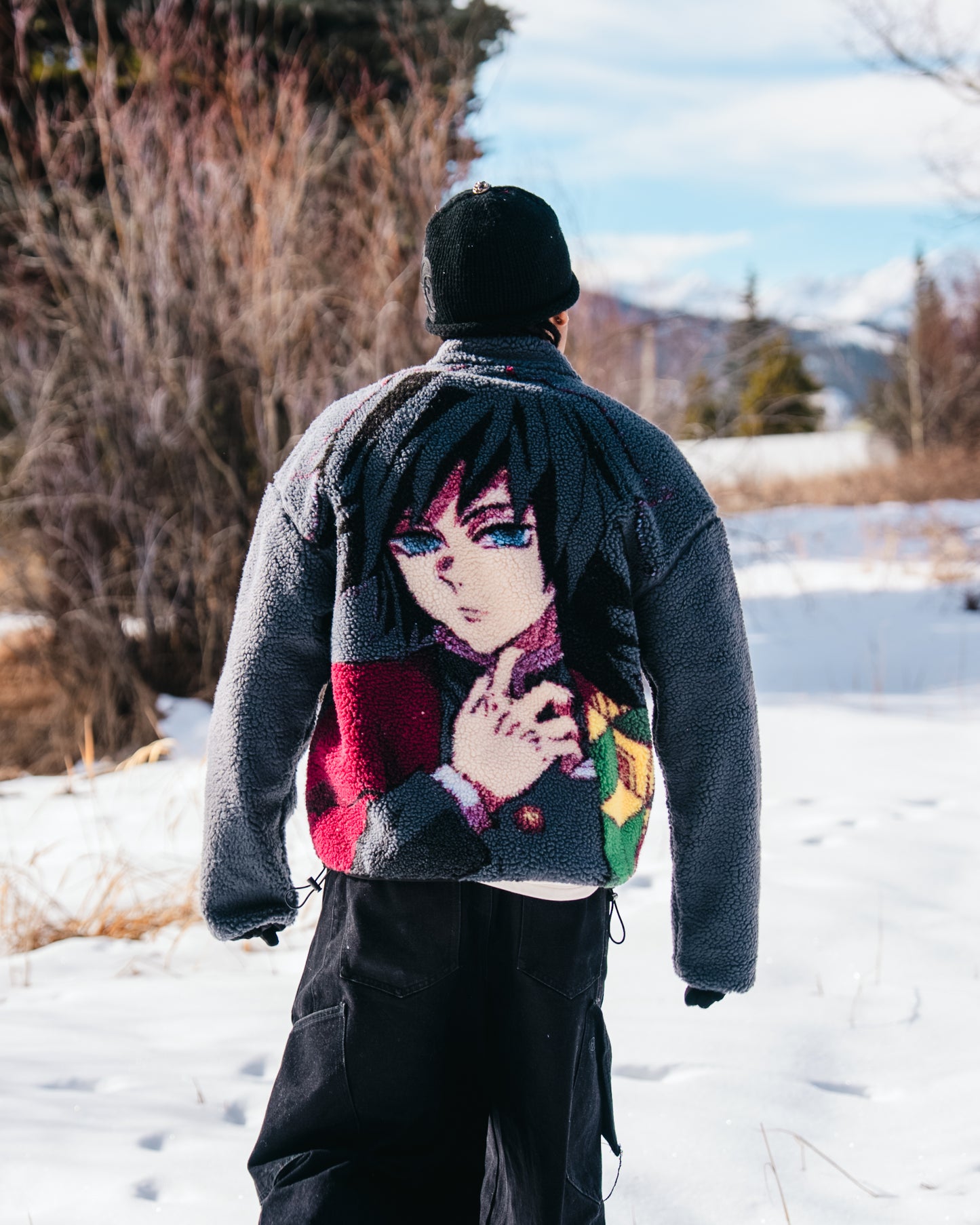 DEMON SLAYER GIYU SHERPA JACKET (GREY)