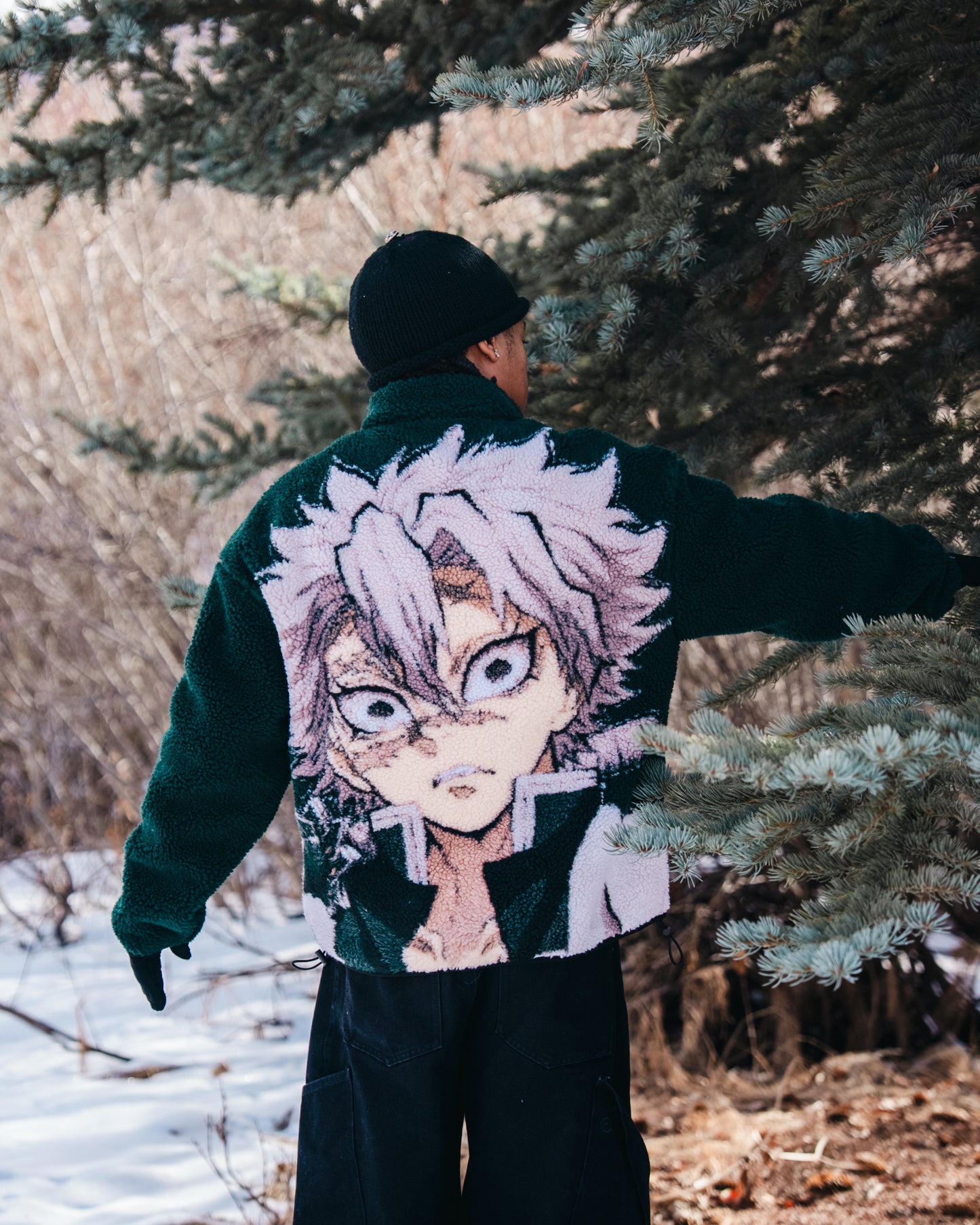 DEMON SLAYER SANEMI SHERPA JACKET (DARK GREEN)