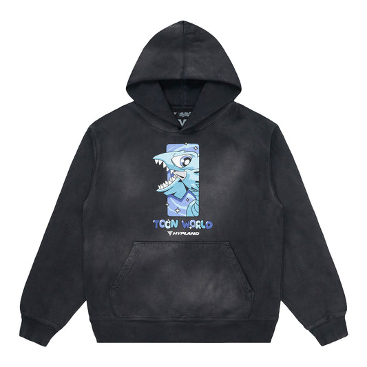 YUGIOH TOON BLUE EYES HOODIE (WASHED BLACK)