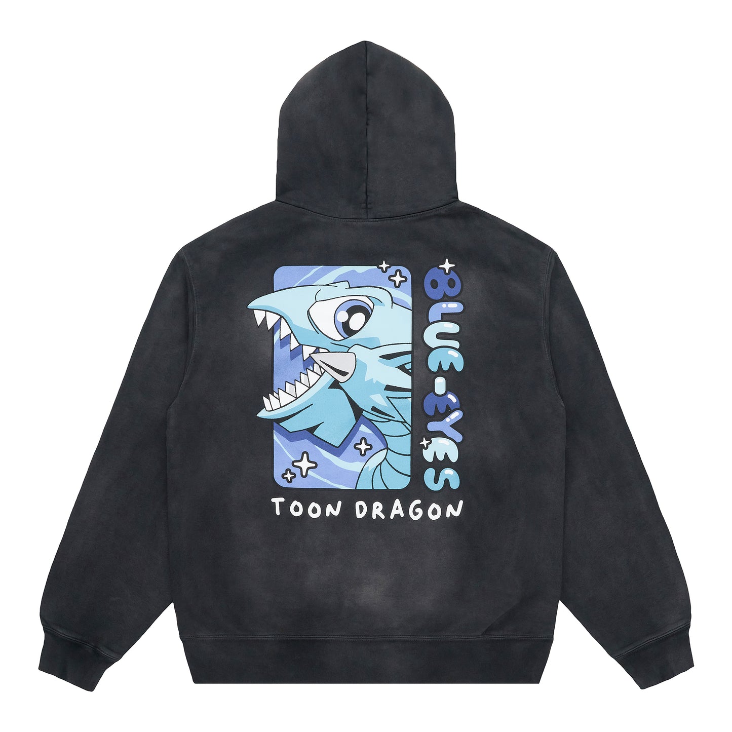 YUGIOH TOON BLUE EYES HOODIE (WASHED BLACK)