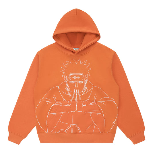 SHIPPUDEN PAIN SINGLE LINE HOODIE (ORANGE)