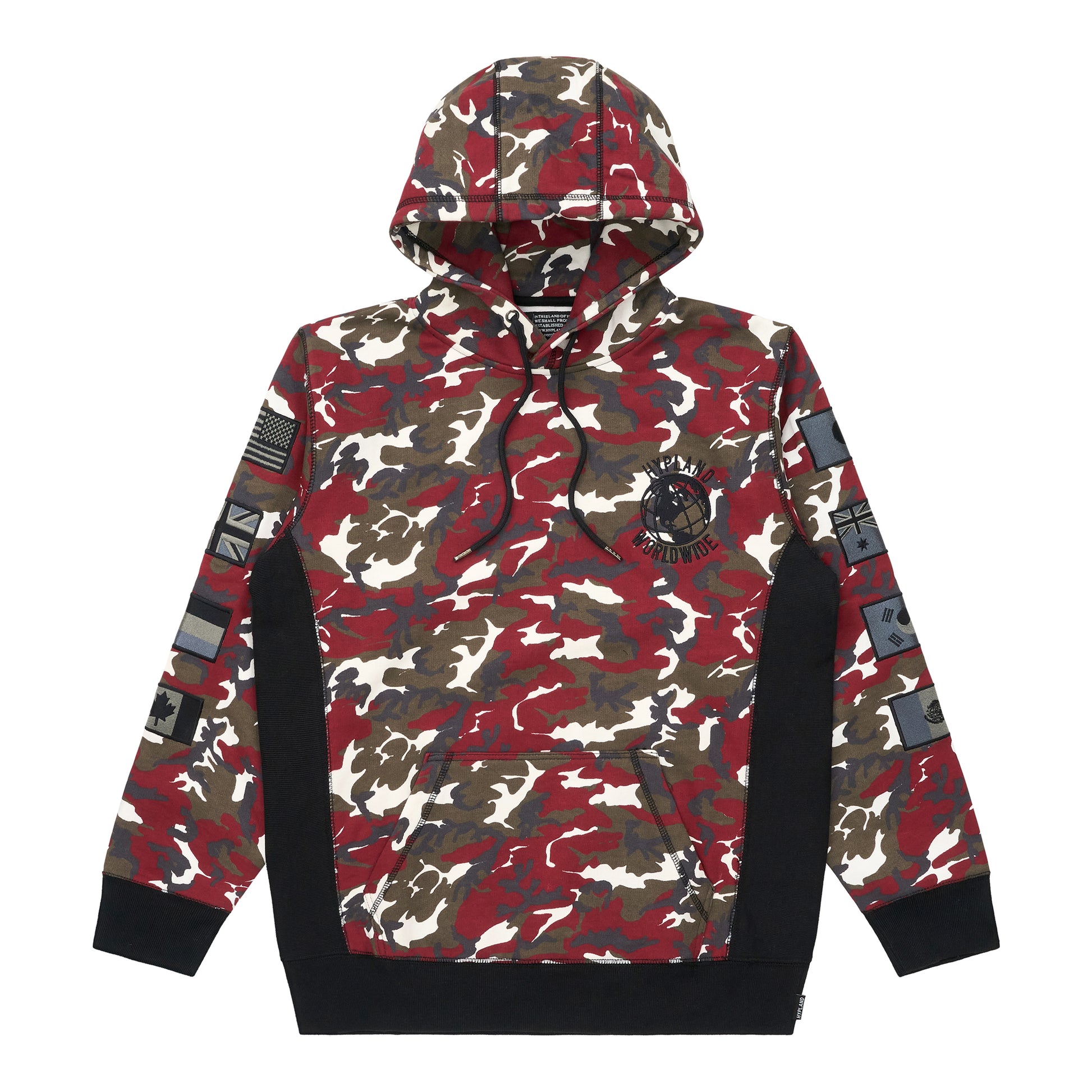 HYPLAND WORLDWIDE CAMO FLAG HOODIE (RED) – Hypland