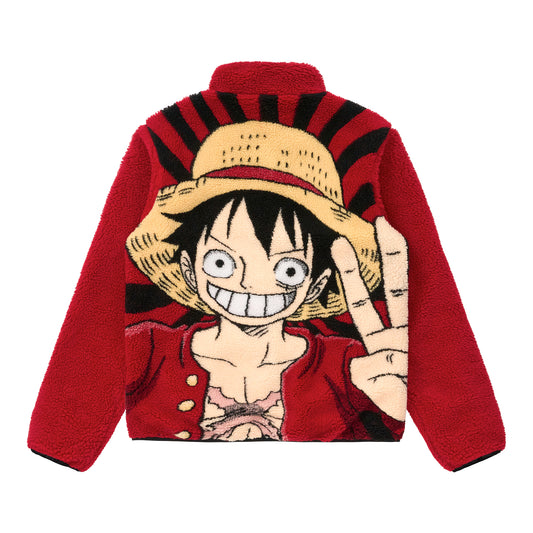 ONE PIECE LUFFY REVERSIBLE SHERPA FLEECE JACKET (RED) *PRE ORDER*