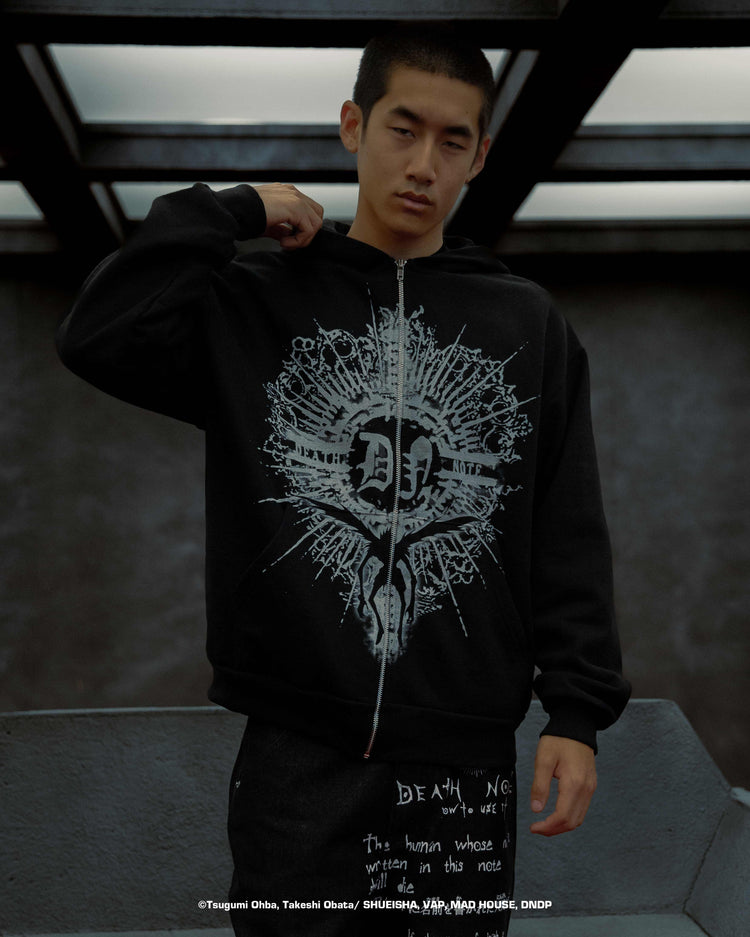 DEATH NOTE FULL PRINT ZIP HOODIE (BLACK)