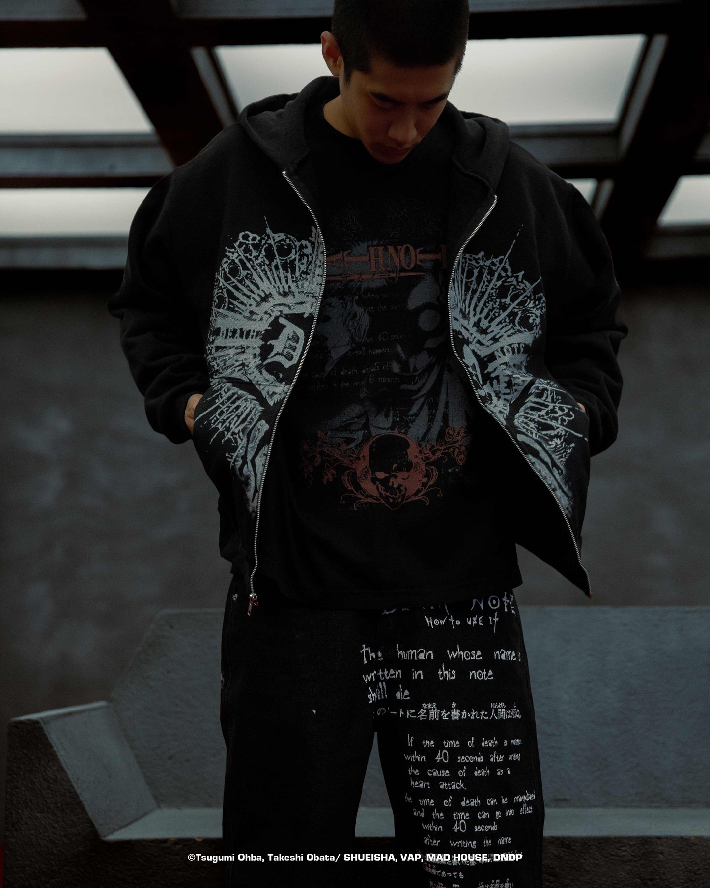 DEATH NOTE FULL PRINT ZIP HOODIE (BLACK)
