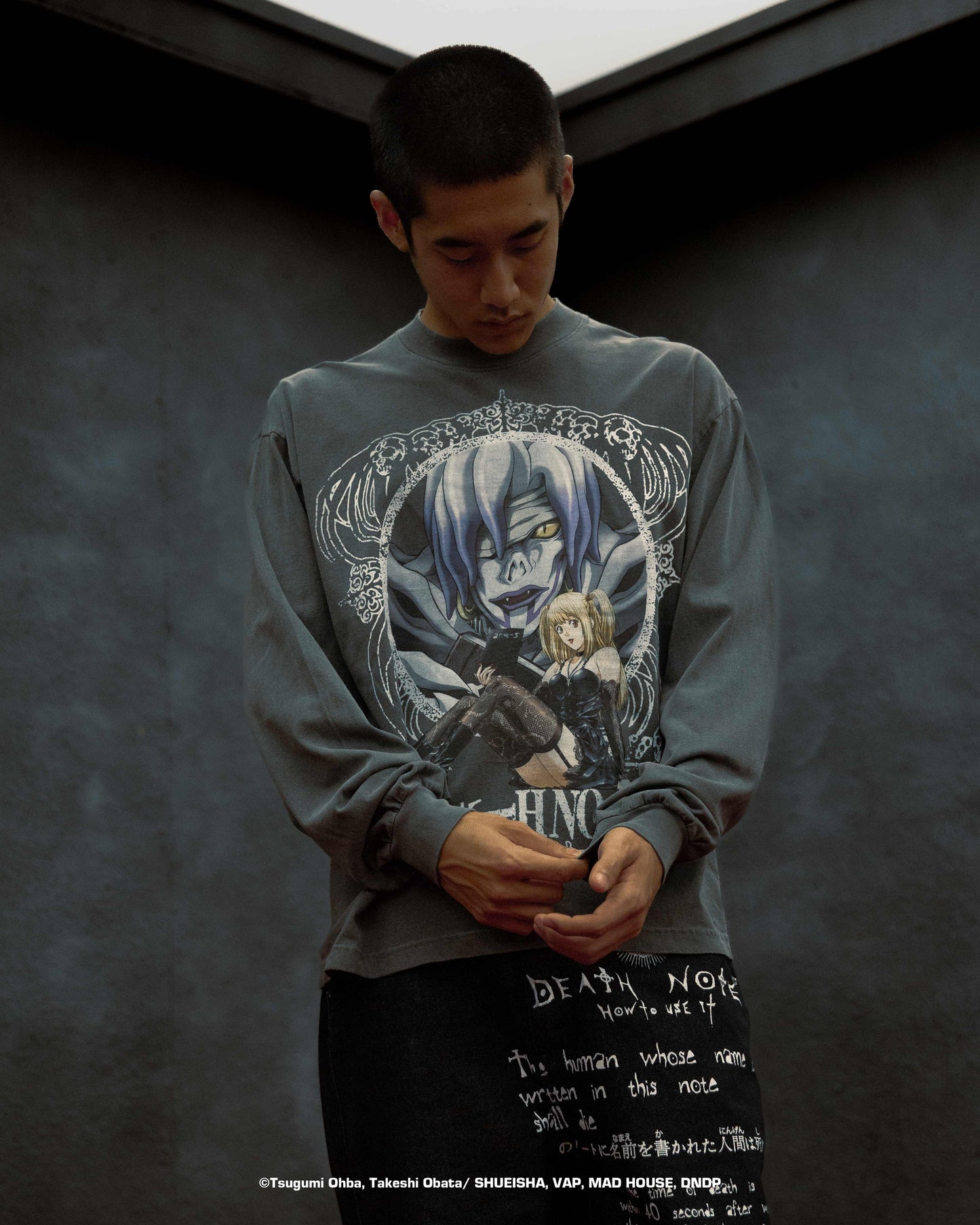 DEATH NOTE MISA LONG SLEEVE SHIRT (WASHED GREY)