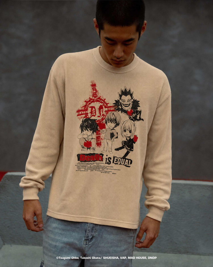 DEATH NOTE CHIBI THERMAL LONG SLEEVE SHIRT (CREAM)