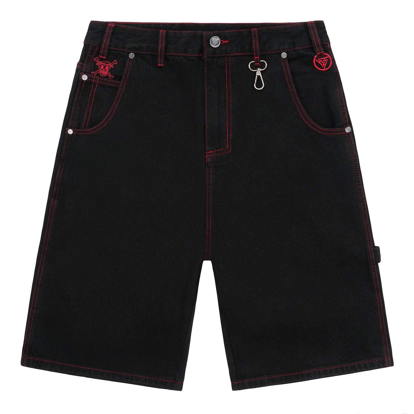 ONE PIECE LUFFY DENIM JORTS (BLACK)