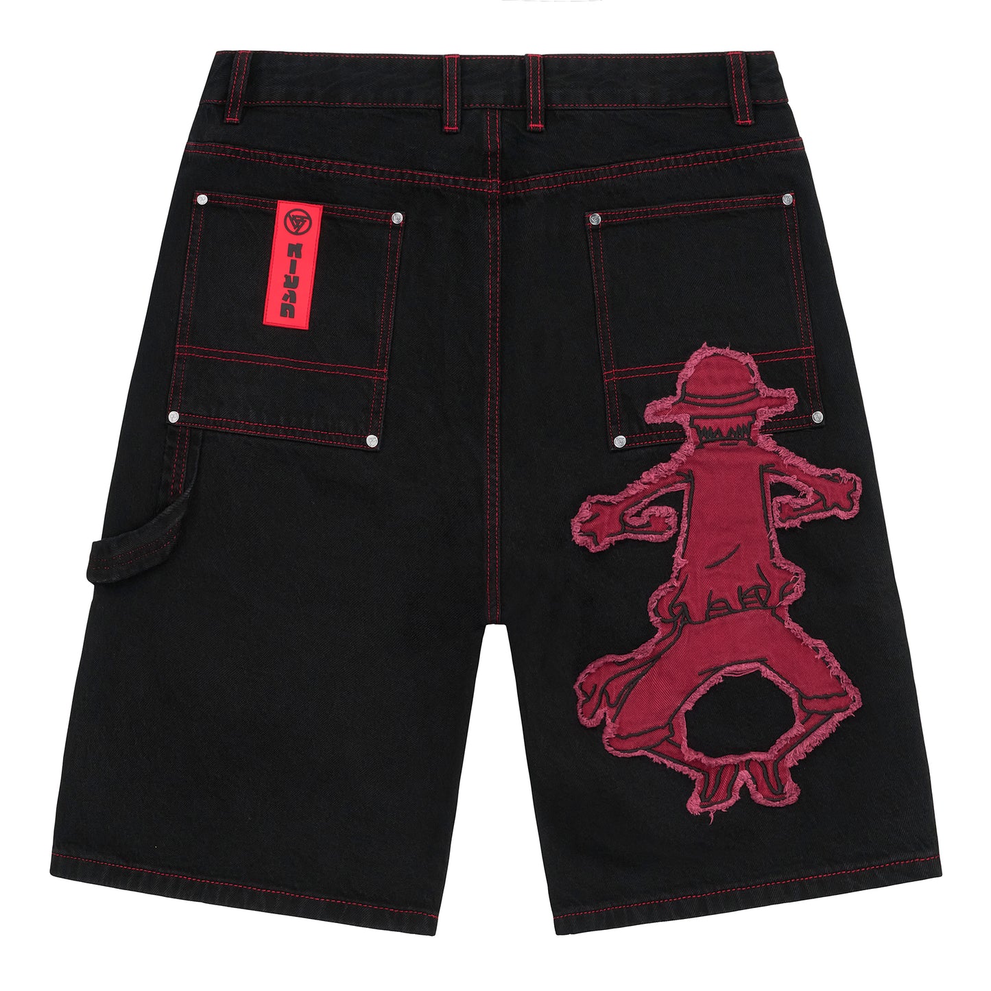 ONE PIECE LUFFY DENIM JORTS (BLACK)