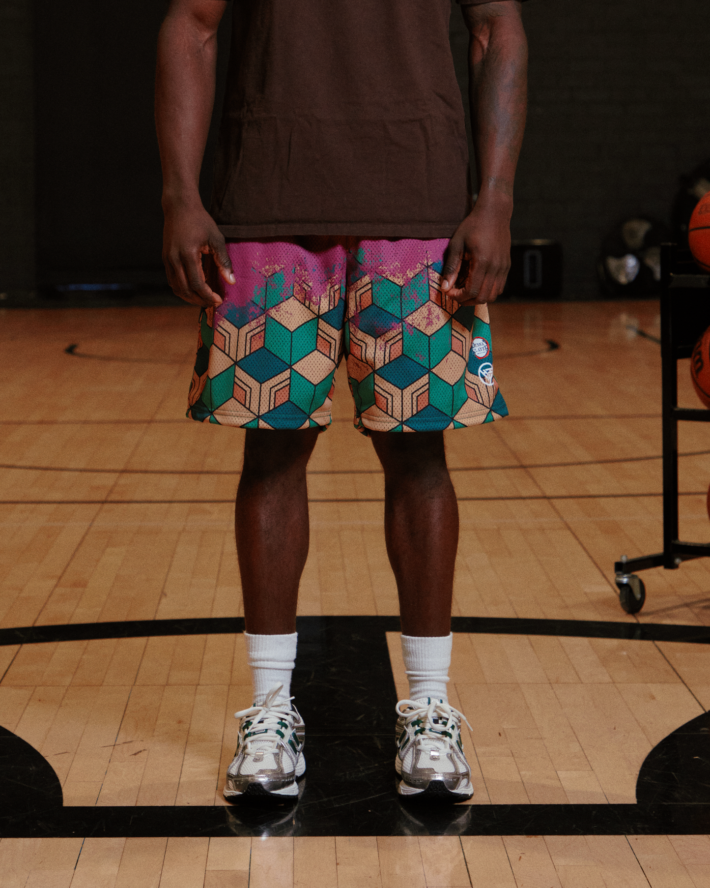 DEMON SLAYER GIYU MESH SHORTS (MAROON)