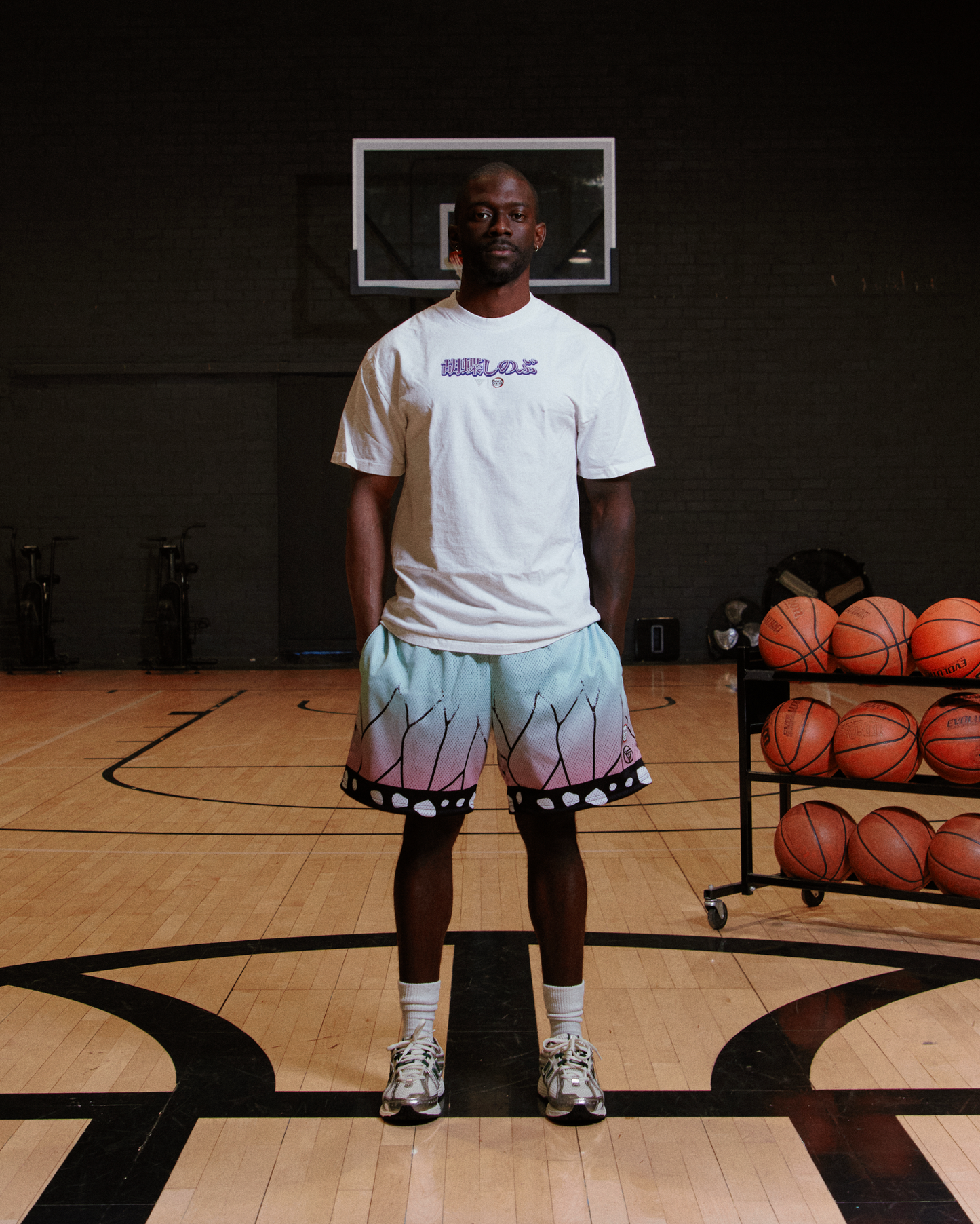 DEMON SLAYER SHINOBU MESH SHORTS (WHITE)