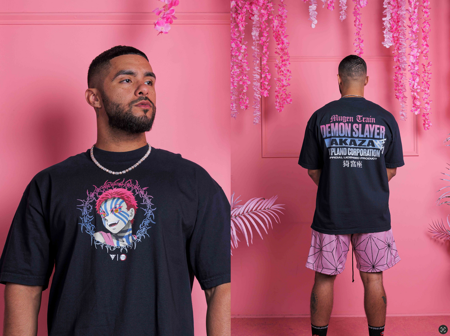 DEMON SLAYER AKAZA THORNS SHIRT (NAVY)