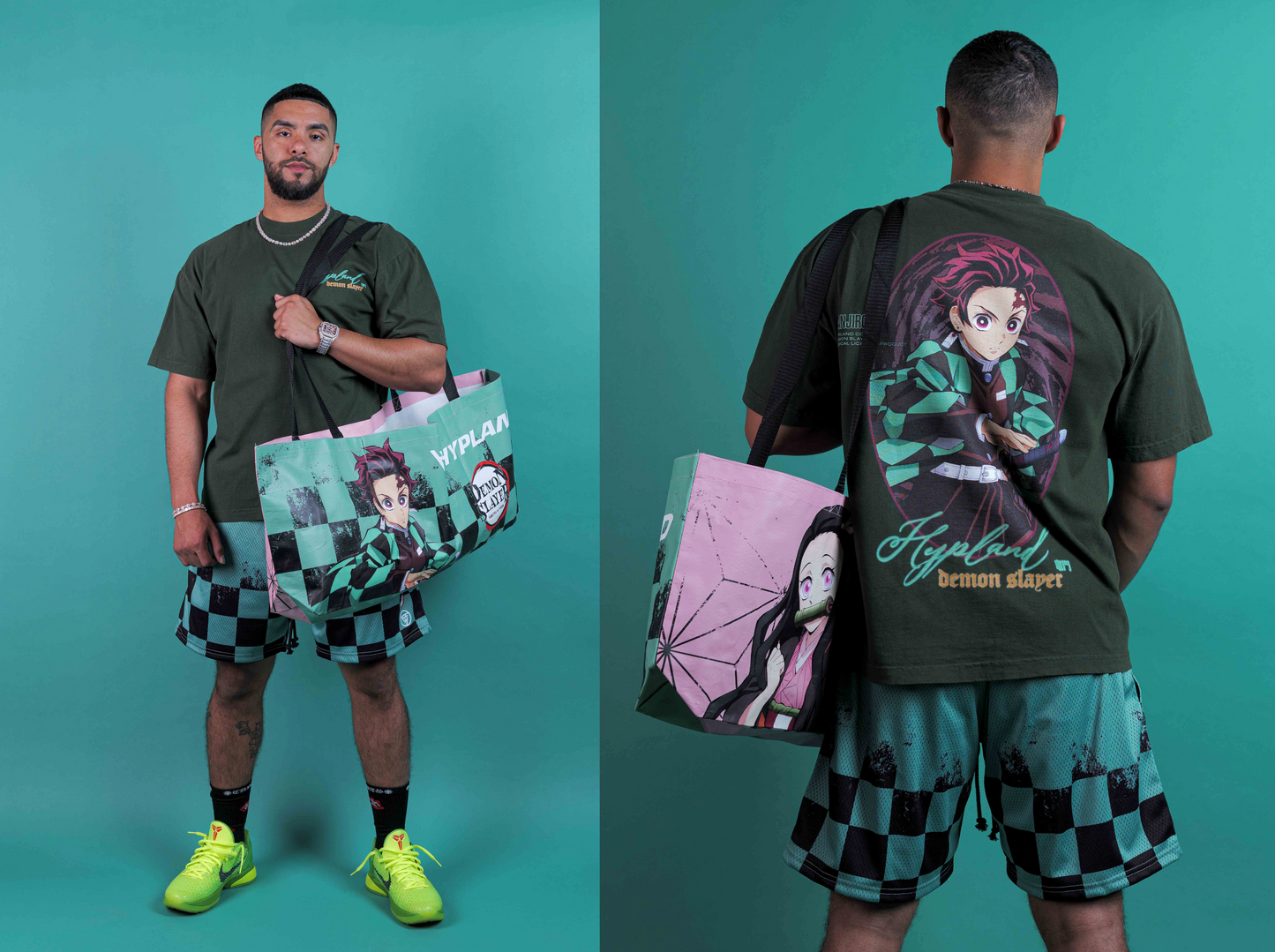 DEMON SLAYER TANJIRO MESH SHORTS (GREEN)