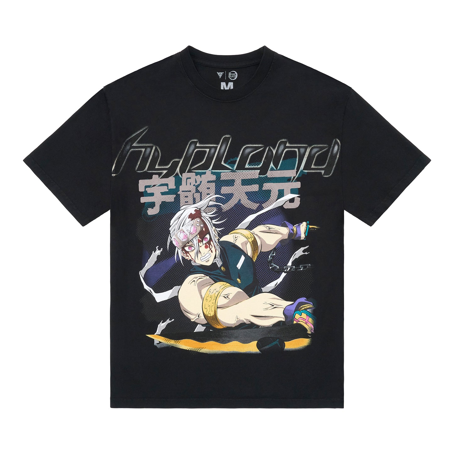 DEMON SLAYER UZUI JUMBO PRINT SHIRT (BLACK)
